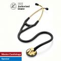 3M Littmann Master Cardiology Stethoscope, Brass-Finish Chestpiece , Black Tube 2175