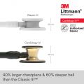 3M Littmann Cardiology IV Stethoscope, Black Tube, Brass-Finish Chestpiece, Stem and Headset, Special Edition, 6164