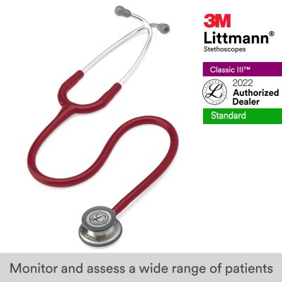3M Littmann Classic III Stethoscope, Burgundy Tube, 5627