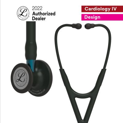 3M Littmann Cardiology IV Diagnostic Stethoscope, Black-Finish Chestpiece, Black Tube, Blue Stem and Black Headset, 6201