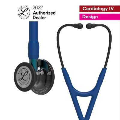 3M Littmann Cardiology IV Diagnostic Stethoscope, High Polish Smoke-Finish Chestpiece, Navy Tube,  Blue Stem and Black Headset, 6202