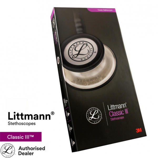 Littmann Classic III Stethoscope, Rainbow Chestpiece, Black Tube 27 inch 5870