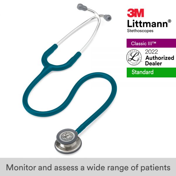 3M Littmann Classic III Stethoscope, Caribbean Blue Tube, 5623