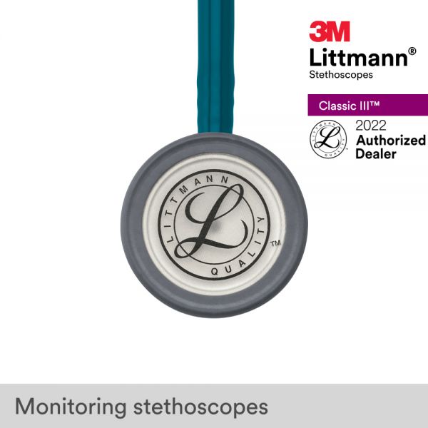 3M Littmann Classic III Stethoscope, Caribbean Blue Tube, 5623