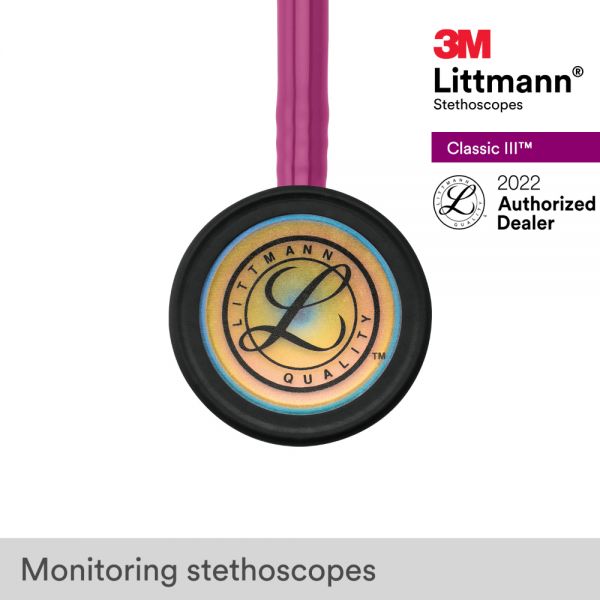 3M Littmann Classic III Stethoscope, Rainbow-Finish, Raspberry Tube, 5806