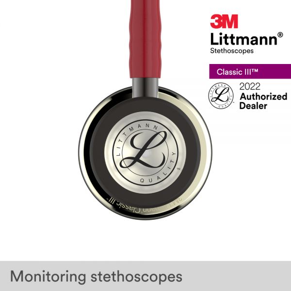 3M Littmann Classic III Stethoscope, Champagne Chestpiece, Burgundy Tube, 5864