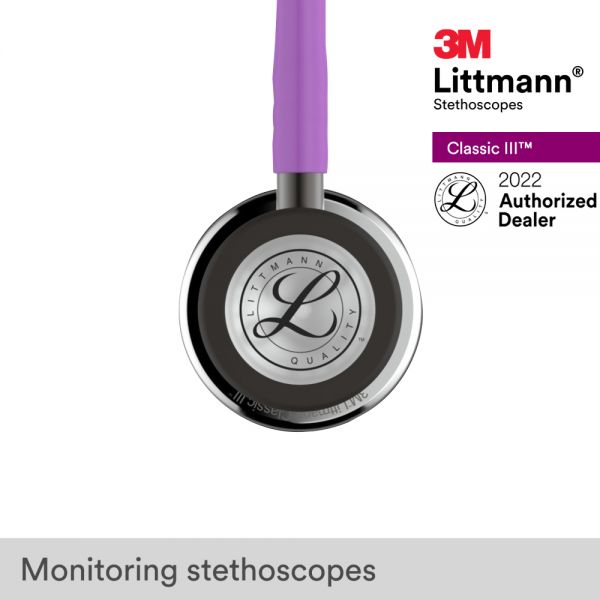 3M Littmann Classic III Stethoscope, Mirror Chestpiece, Lavender Tube, 5865