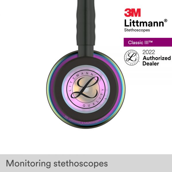 3M Littmann Classic III Stethoscope, Rainbow Chestpiece, Black Tube 27 inch 5870