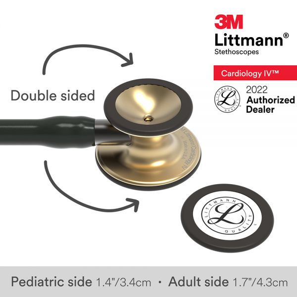 3M Littmann Cardiology IV Stethoscope, Black Tube, Brass-Finish Chestpiece, Stem and Headset, Special Edition, 6164