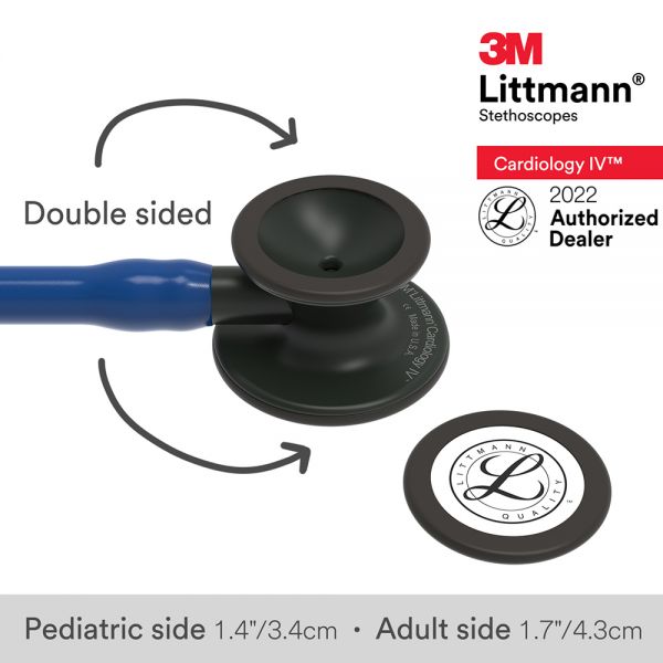 3M Littmann Cardiology IV Stethoscope, Navy Blue Tube, Black-Finish Chestpiece, Stem and Headset, Special Edition, 6168