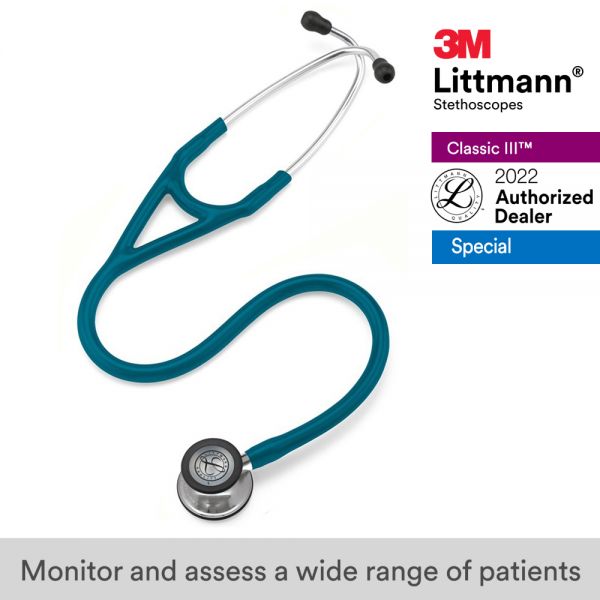 3M Littmann Cardiology IV Stethoscope, Mirror Finish Chestpiece, Caribbean Blue Tube, 6169