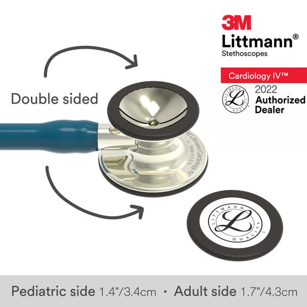 3M Littmann Cardiology IV Stethoscope, Mirror Finish Chestpiece, Caribbean Blue Tube, 6169