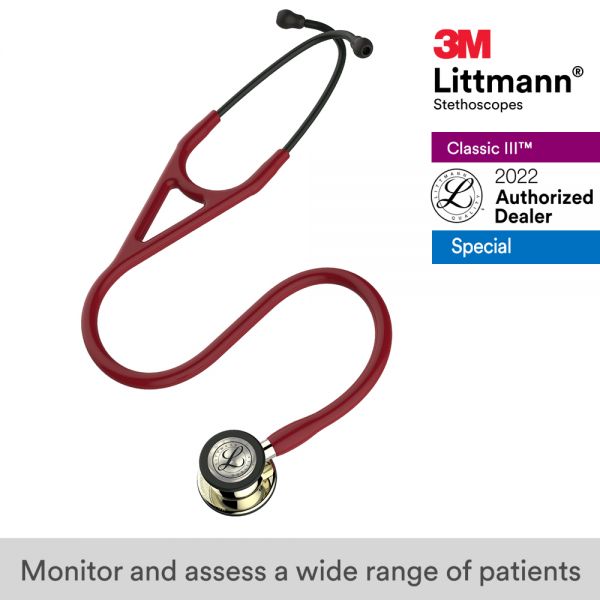 3M Littmann Cardiology IV Stethoscope, Burgundy with Champagne Accents and Champagne Chestpiece, 6176