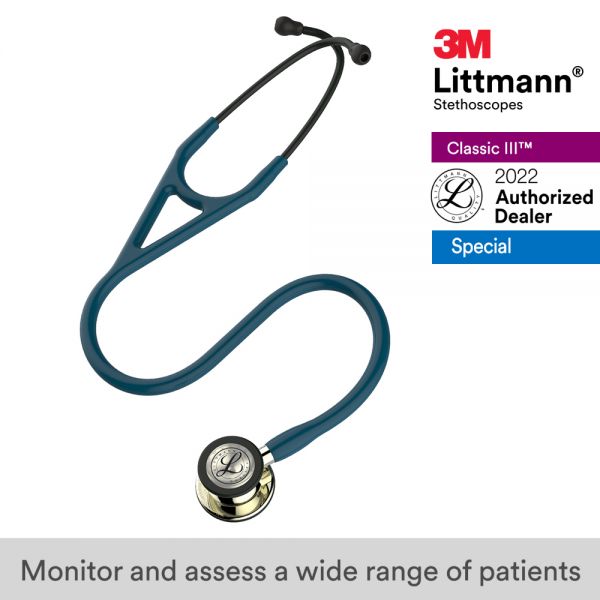 3M Littmann Cardiology IV Stethoscope, Champagne Chestpiece, Caribbean Blue Tube, 6190