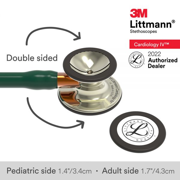 3M Littmann Cardiology IV Diagnostic Stethoscope, High Polish Champagne-Finish Chestpiece, Hunter Green Tube, Orange Stem and Champagne Headset, 6206