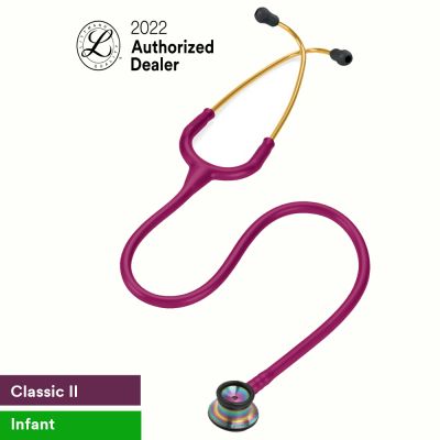 3M Littmann Classic II Infant Stethoscope, Rainbow Finish Rasberry Tube, 2157