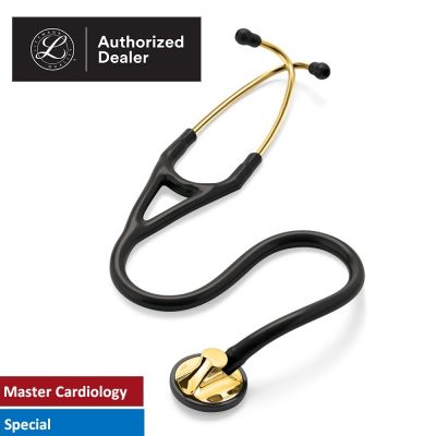 3M Littmann Master Cardiology Stethoscope, Brass-Finish Chestpiece , Black Tube 2175