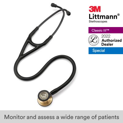 3M Littmann Cardiology IV Stethoscope, Black Tube, Brass-Finish Chestpiece, Stem and Headset, Special Edition, 6164